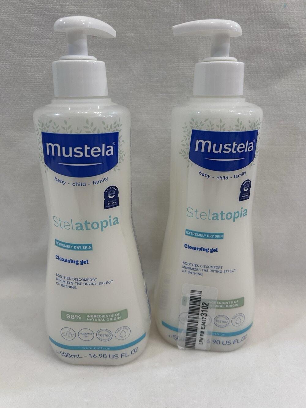 Mustela Stelatopia Eczema-Prone Skin Cleansing Gel Baby Face & Body Lot Of 2